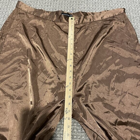 NWT Pretty Little Thing Pants Womens 20 Plus Wide Leg Brown Satin Trousers - Picture 5 of 6